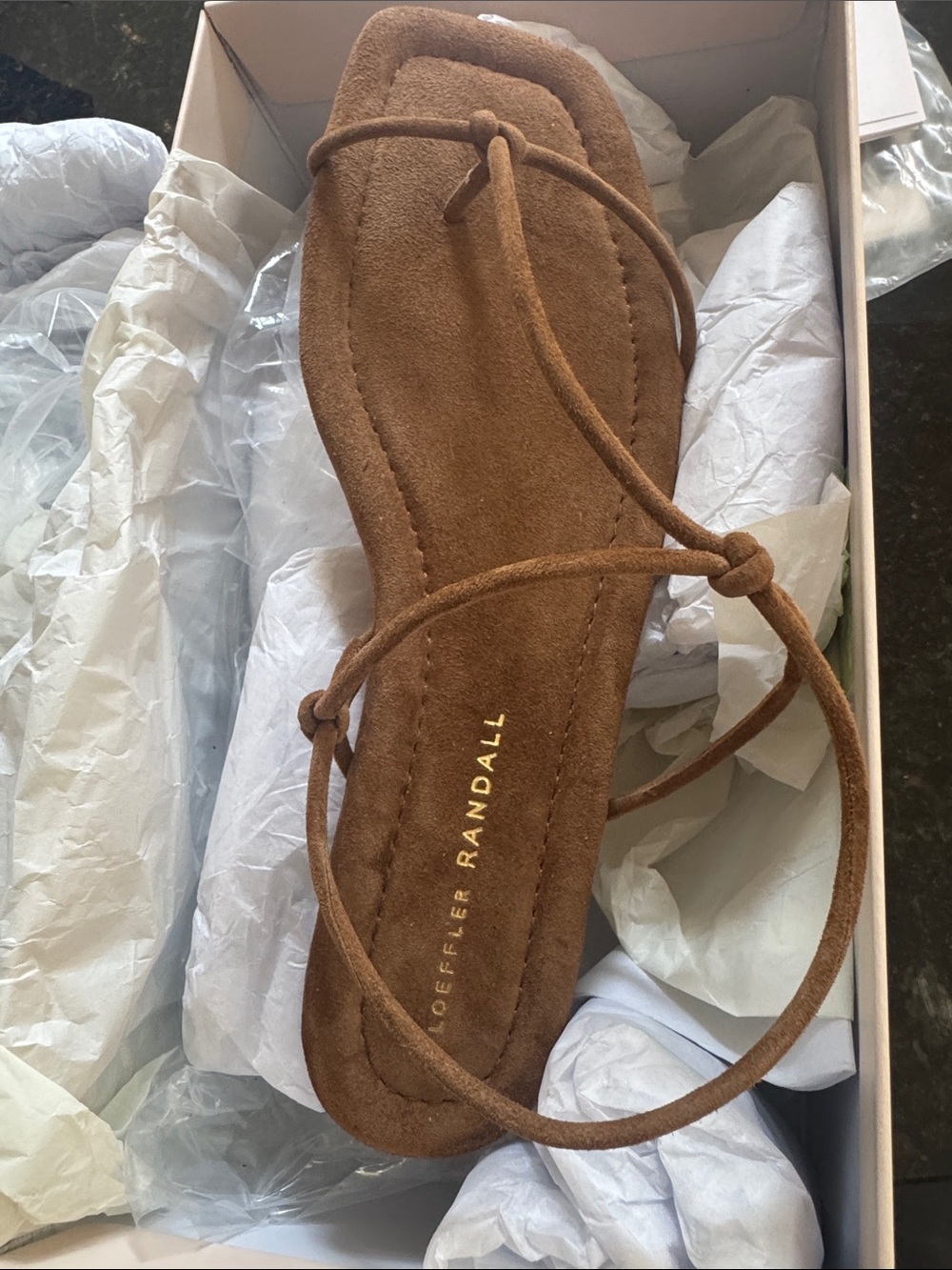 Loeffler Randall Brown Suede Strappy Flat Sandals - Picture 9 of 9